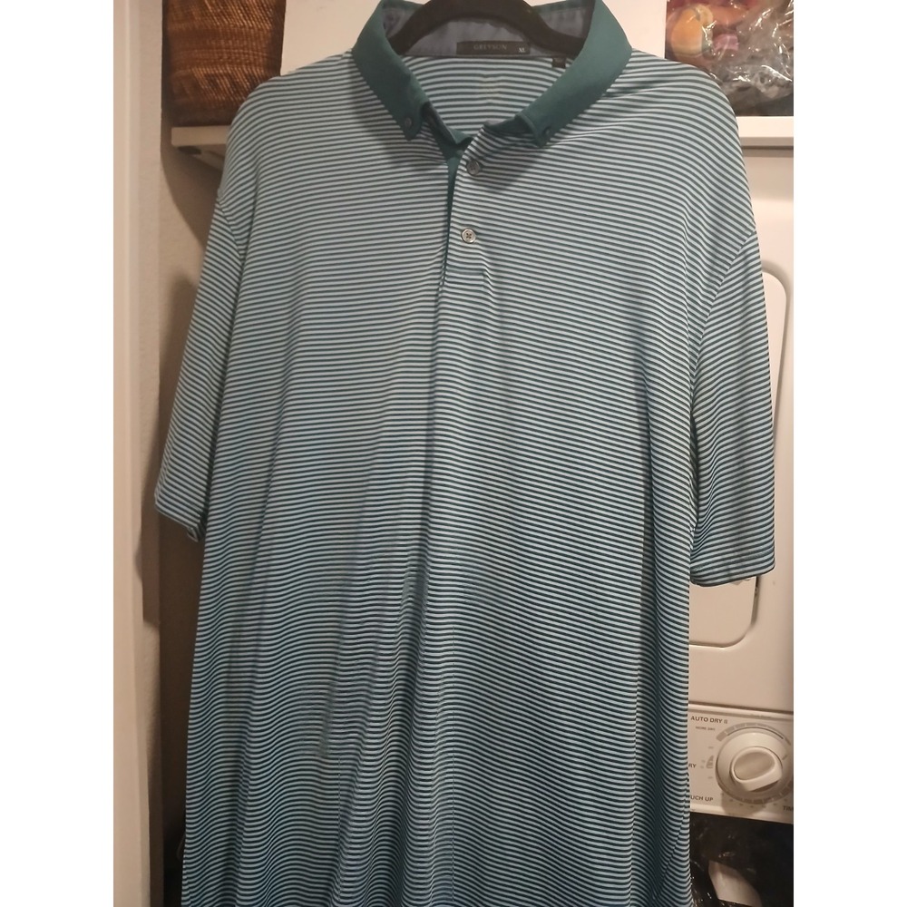 Greyson Men's XL Golf Polo Short Sleeve Green Blue Polyester